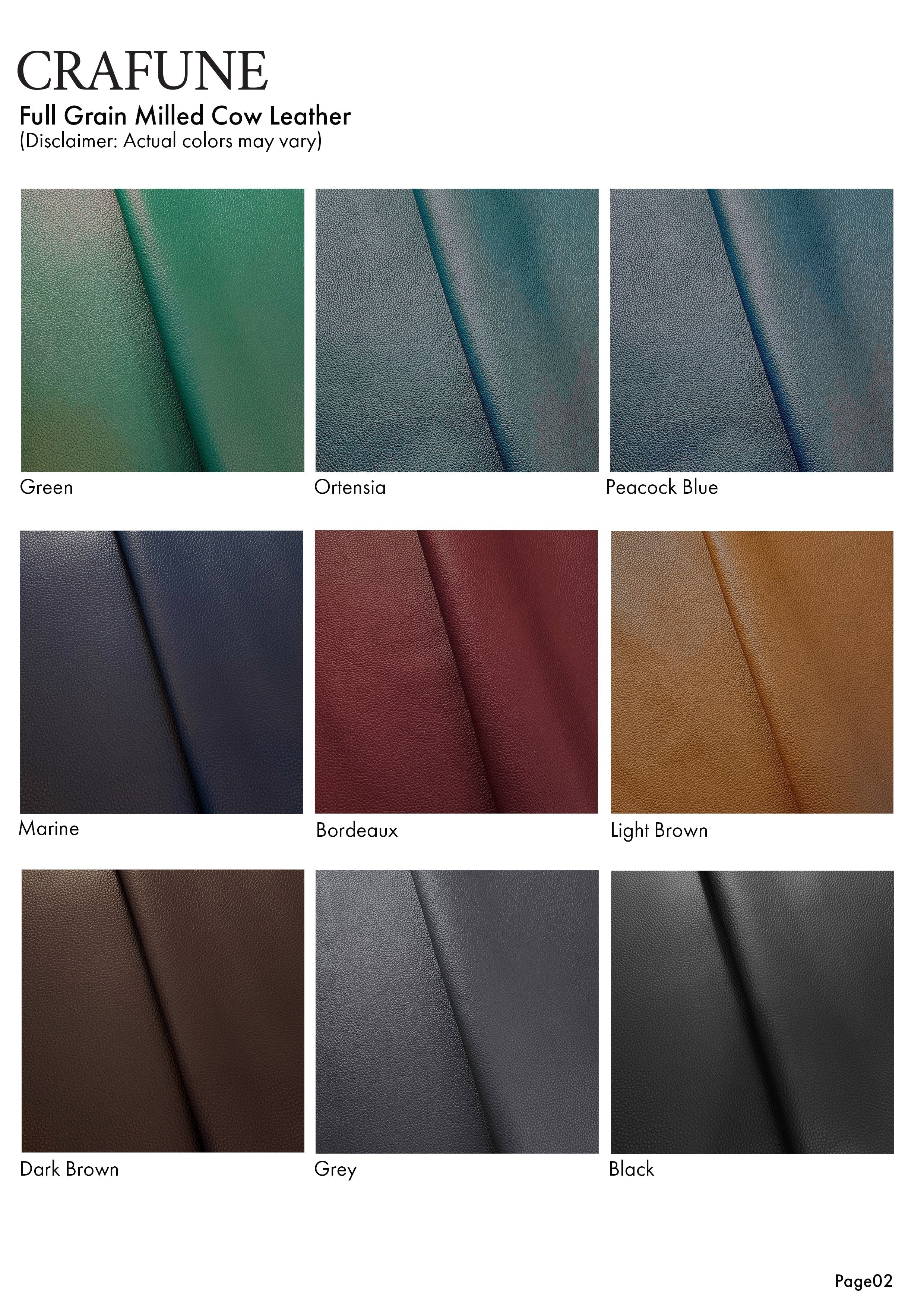 Full-grain Milled Cow Combination-Tanned Leather - Peacock Blue - Crafune