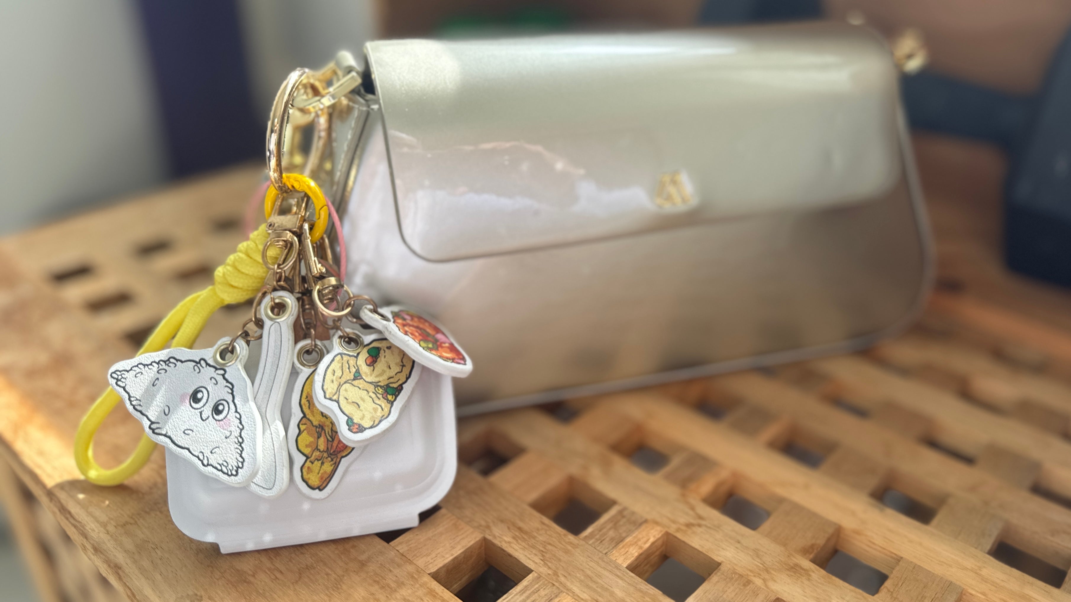 Tapau Box Leather Bag Charm - Crafune